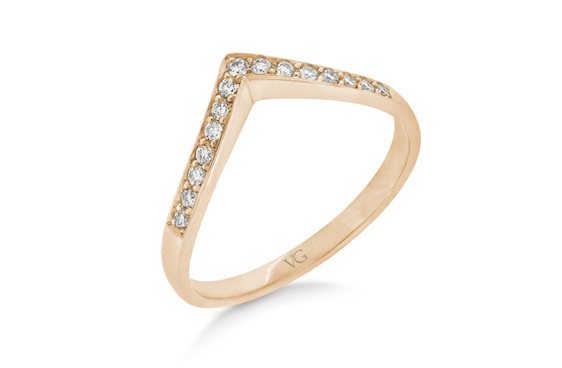 V Shaped Bead Set Diamond Ring