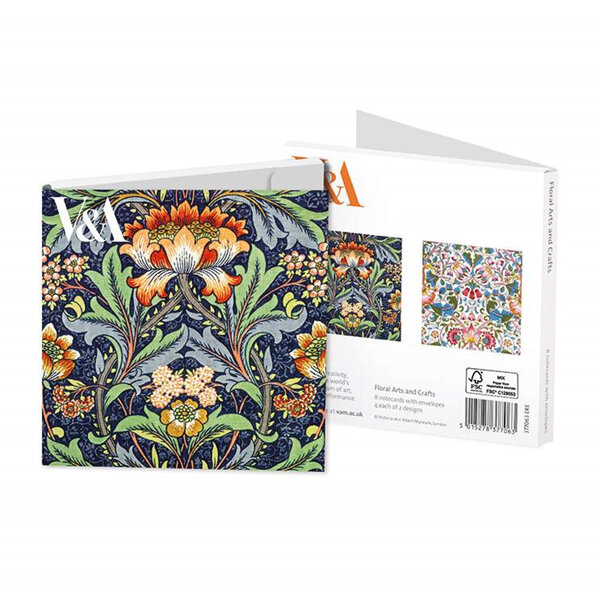 V&A Floral Arts & Crafts 8 Notecards 2 Designs
