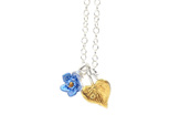 valentine heart gold sterling silver flower blue necklace lilygriffin jewellery