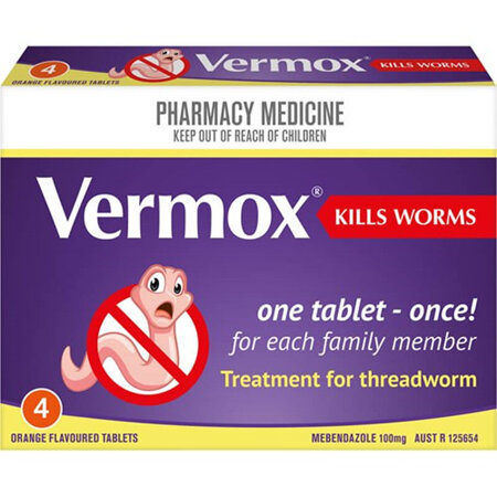 Vermox 100mg Tablets 4s