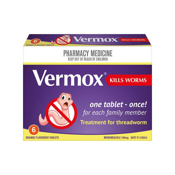 Vermox 100mg Tablets 6s