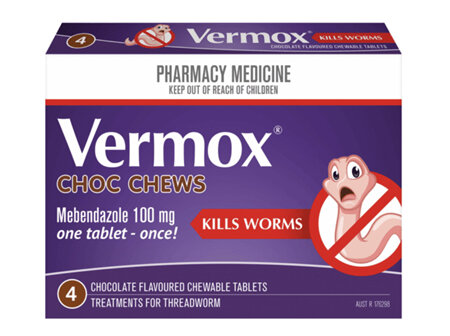 Vermox Choc Chews 4 Squares