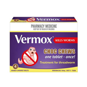 Vermox Choc Chews 4 Tablets