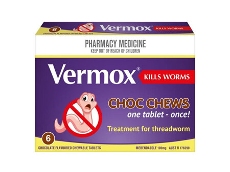 VERMOX CHOC CHEWS 6 TAB