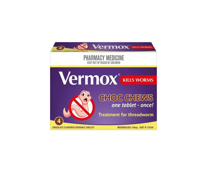 Vermox Choclate Chewable Tablets 4s