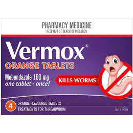 VERMOX Orange Tabs 100mg 4s