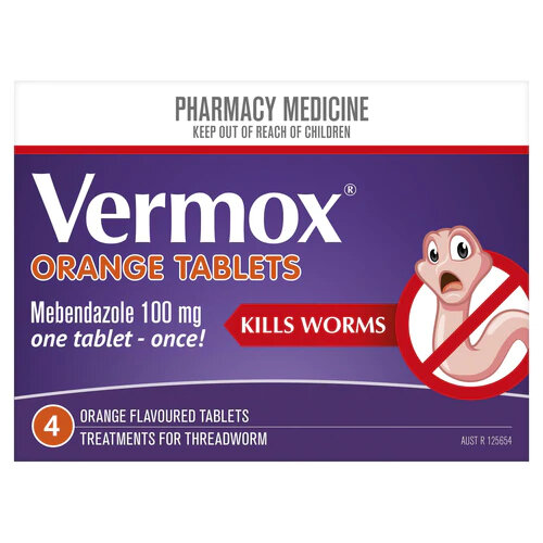 VERMOX orange Tabs 4s children vermicide intestinal parasite worm hook