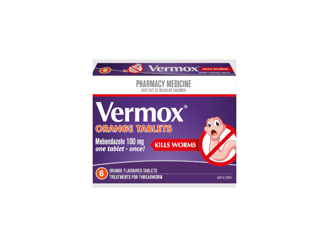 VERMOX orange Tabs 6s children vermicide intestinal parasite worm hook