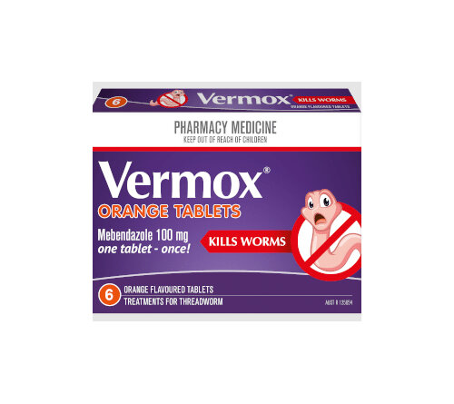 VERMOX orange Tabs 6s children vermicide intestinal parasite worm hook