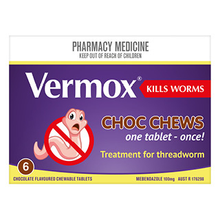 Vermox Threadworm Chocolate Chews, 6 Pack