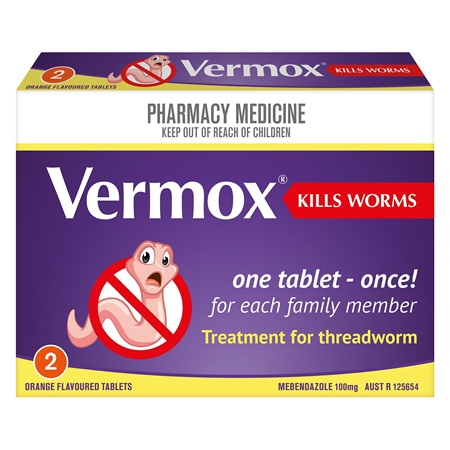 Vermox Threadworm Tablets, 2 Pack