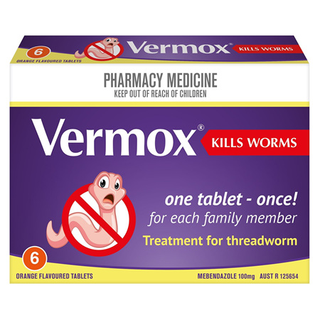 Vermox Threadworm Tablets, 6 Pack