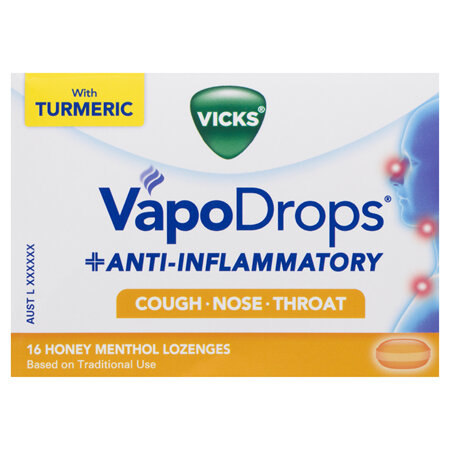 VICKS VapoDrops+Anti-Inflammatory Honey Menthol 16 Lozenges