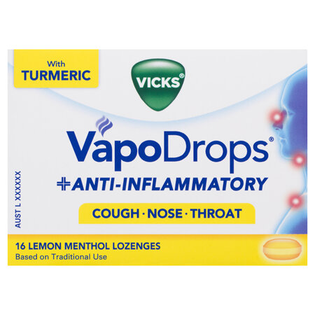 VICKS VapoDrops+Anti-Inflammatory Lemon Menthol 16 Lozenges
