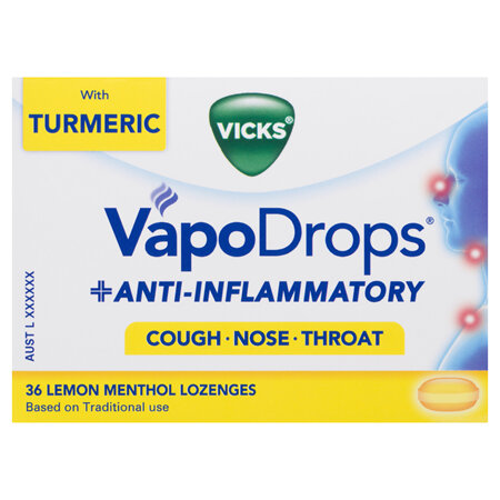 VICKS VapoDrops+Anti-Inflammatory Lemon Menthol 36 Lozenges