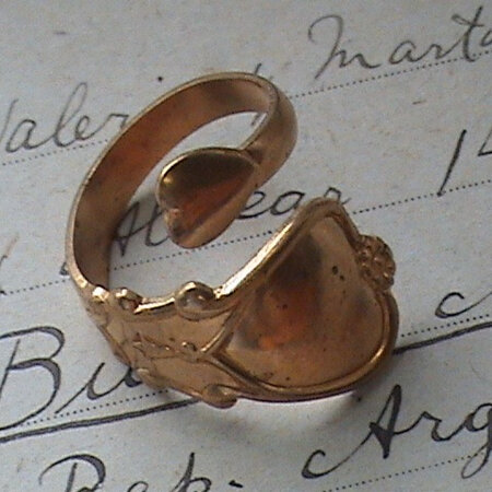Vintage brass Heart spoon ring