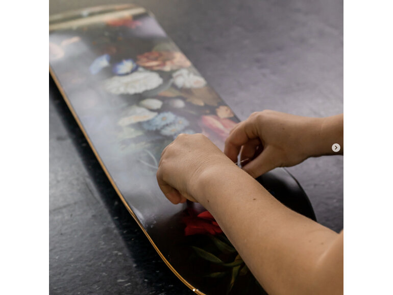 Vintage Flowers Skateboard Deck Art