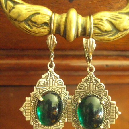 Vintage Rhinestone Art Deco Emerald
