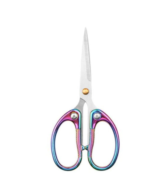 vintage style scissors with rainbow handle and stainless steel blade