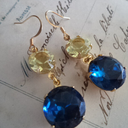Vintage Swarovski double rhinestone earrings in plain settings