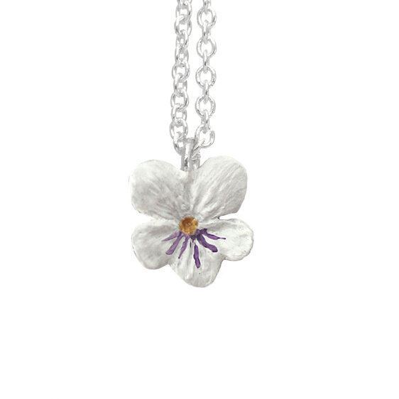 violet flower pansy white floral necklace pendant lily griffin nz jewellery