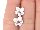 violet haka pansy white purple flower floral studs earrings nz jewellery jewelry