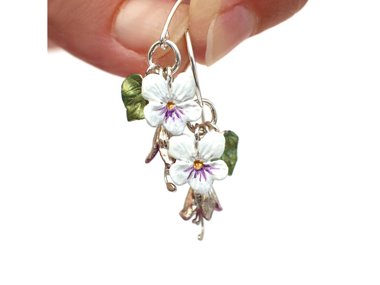 violet kawakawa fuchsia lilygriffin pansy flowers sterling silver earrings nz