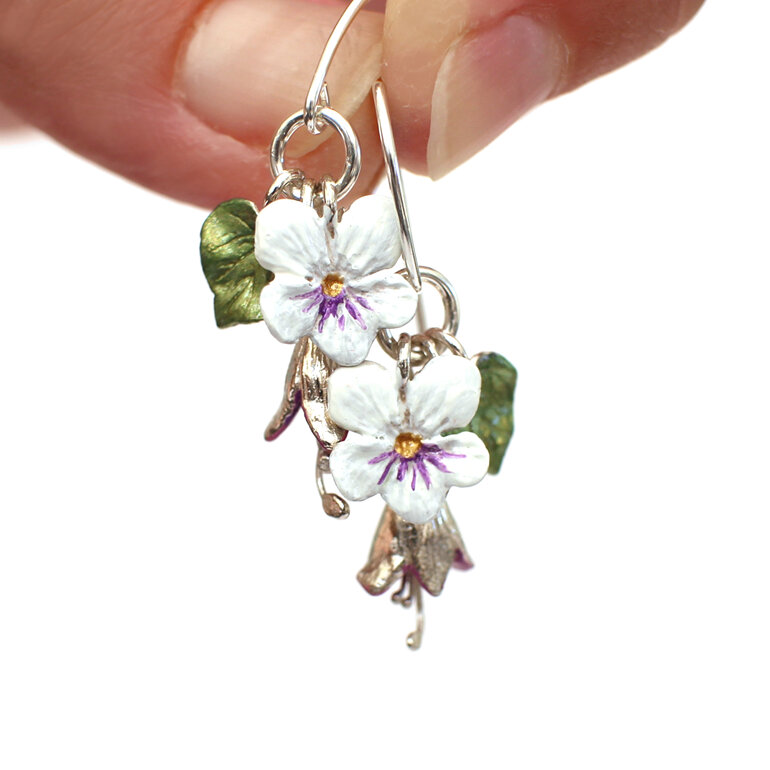 violet kawakawa fuchsia lilygriffin pansy flowers sterling silver earrings nz