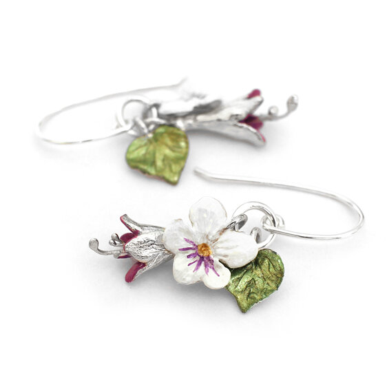 violet kawakawa fuchsia lilygriffin pansy flowers bouquet earrings nz handmade