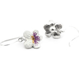 violet native nz flower white purple gold pansy sterling silver earrings