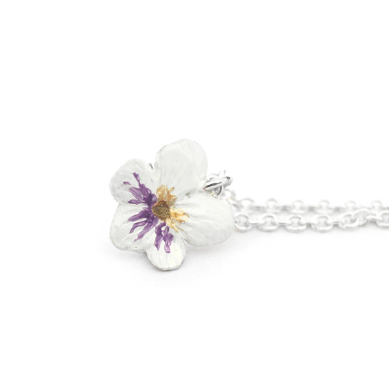 violet native nz flower white purple gold pansy sterling silver necklace pendant