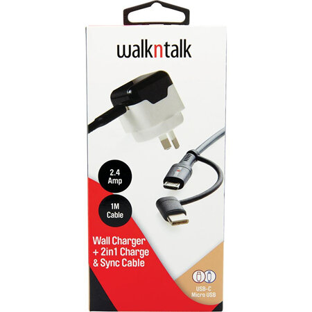 Wakntalk Wall Charger + 2 in1 Charge & Sync Cable