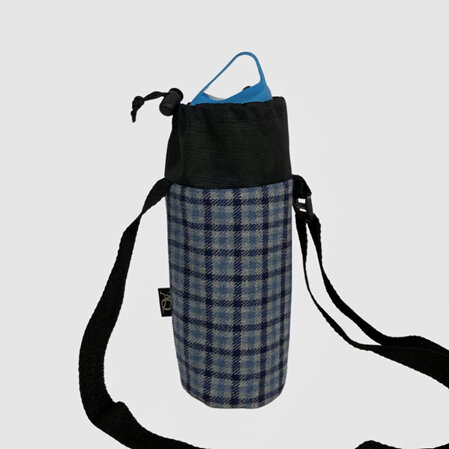 Water Bottle Carrier - blue wool check