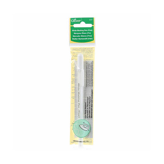 Water Soluble or Iron Off Marking Pen White from Clover