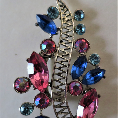 Weiss pink and blue brooch