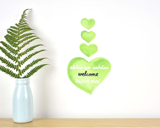 Welcome wall decal tiny - fundraising for Christchurch mosque attack victims