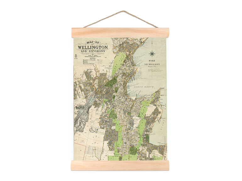 Wellington Wall Chart Small map ready to hang gift expat homesick new zealand