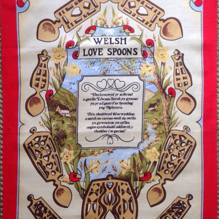 Welsh love spoon tea towel