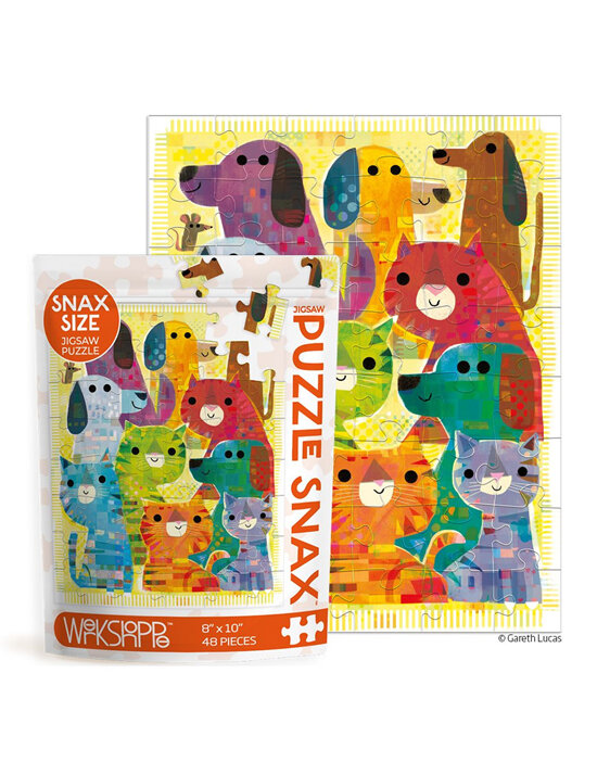 Werkshoppe Snax Size 48 Piece Jigsaw Puzzle tats cats dogs kids