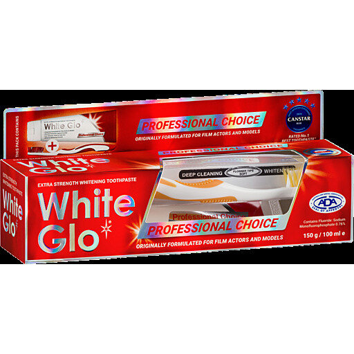White Glo Professional Choice Extra Strength Whitening Toothpaste 150g