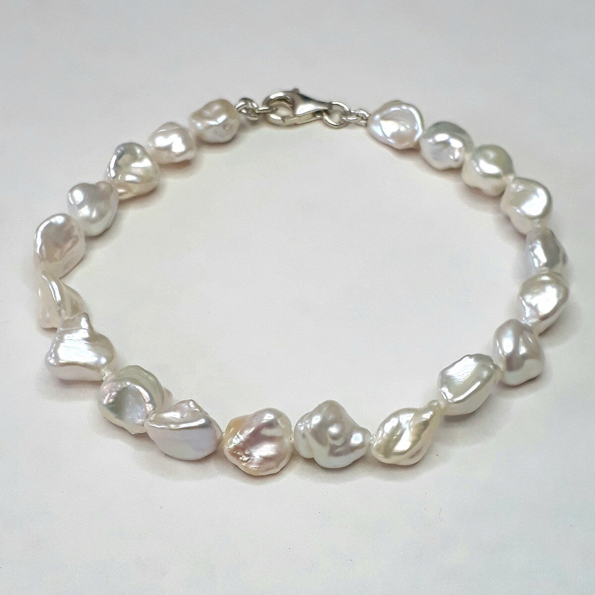 White Keshi Pearl Bracelet