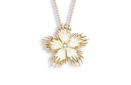 White Rock Flower Pendant with White Sapphire