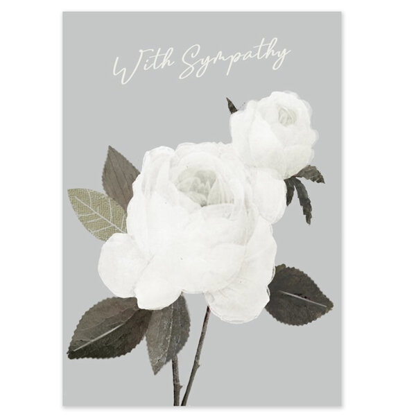 White Roses Sympathy Card by Hammond Gower