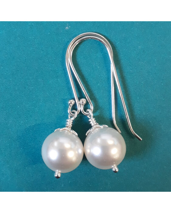 white swarovski pearl and sterling silver earrings