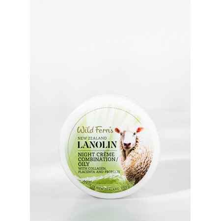 Wild Ferns Lanolin Night Creme with Collagen, Placenta and Propolis - Combination to Oily