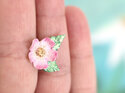 wild rose flower pink  handmade sterling silver lapel pin brooch lily griffin