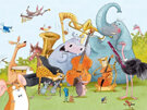 Wild Symphony Dan Brown 100 Piece Puzzle animals instruments music kids