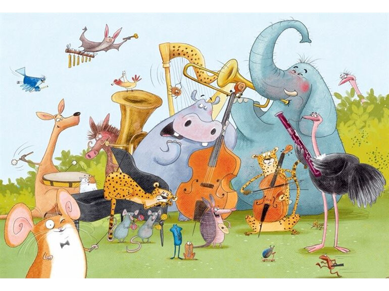 Wild Symphony Dan Brown 100 Piece Puzzle animals instruments music kids