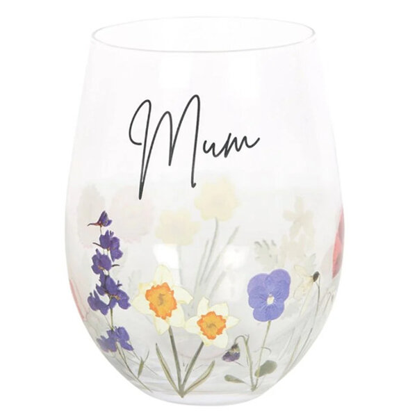 Wildflower Stemless Wine Glass Mum