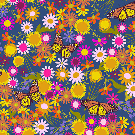 Wildflowers Monarch Denim A-670-B